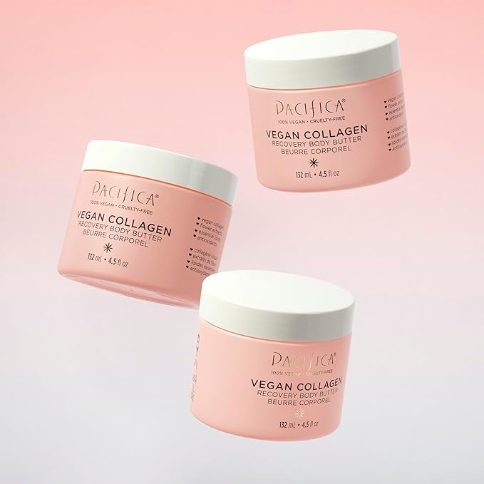 Pacifica Beauty | Vegan Collagen Body Butter | Hydrating, Nourishing, Moisturizer | Long-Lasting Hydration | Cream Lotion for Dry Skin | Light Floral Scent | Paraben Free | Vegan + Cruelty Free-GlimoraGlow