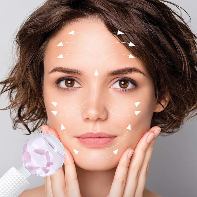 Ice Globes & Ice Roller for Face and Eyes - Facial Massage Tools for Skin Care, Reduce Wrinkles & Puffiness, Cooling Globes & Roller Ball for Glowing Skin 2PCS (Pink)-GlimoraGlow