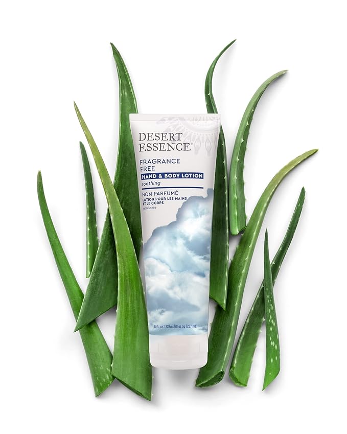 Desert Essence Fragrance Free Hand & Body Lotion - 8 Fl Ounce - Soothing - Aloe Vera - Shea Butter - Green Tea - Coconut Oil - Jojoba Oil-GlimoraGlow