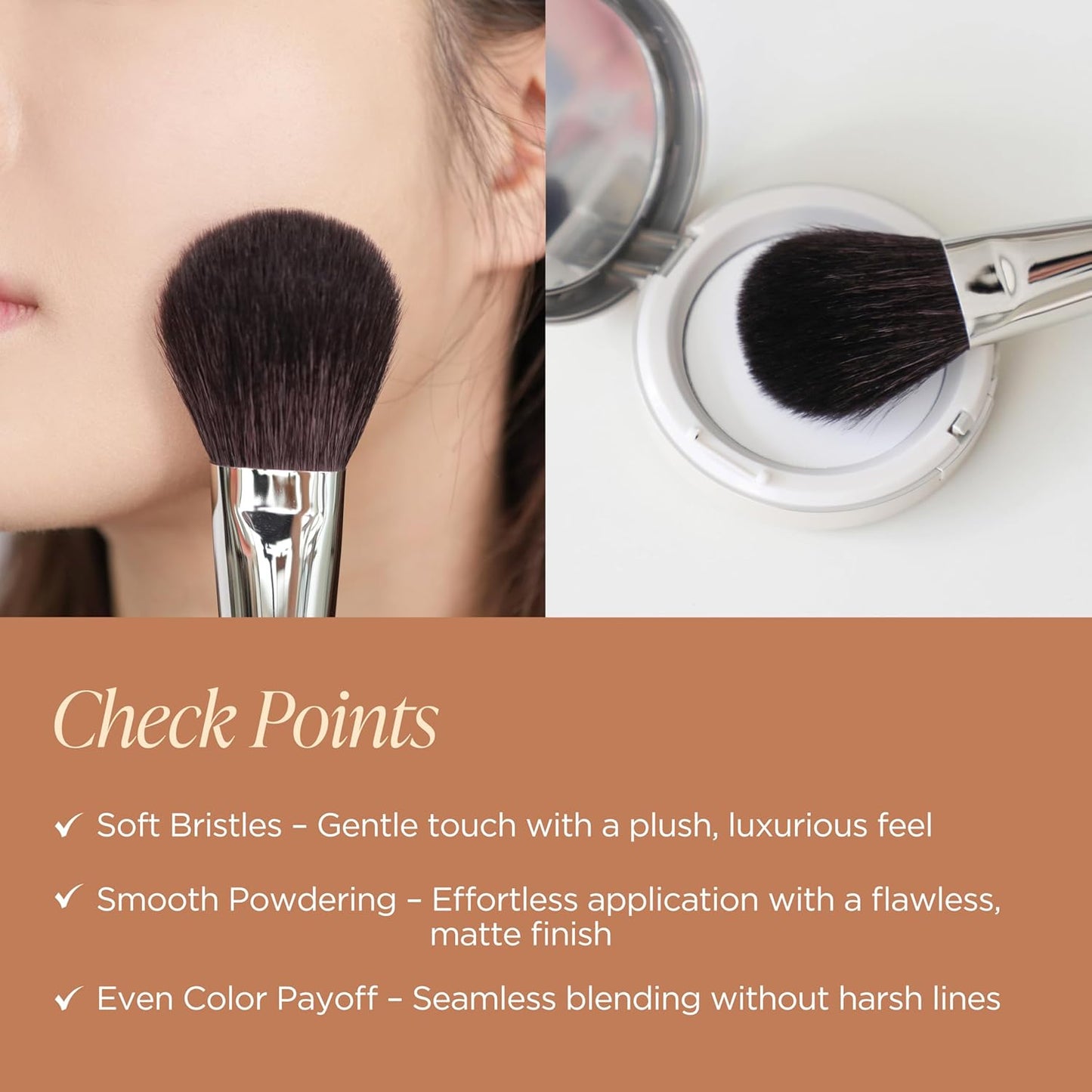 Piccasso COLLEZIONI 103A Powder Brush – Soft Makeup Brush for Face, Fluffy Blush and Setting Tool with Goat Hair Blend, Ideal for Powder Application, Shading, and Natural Finish, Professional Korean-GlimoraGlow