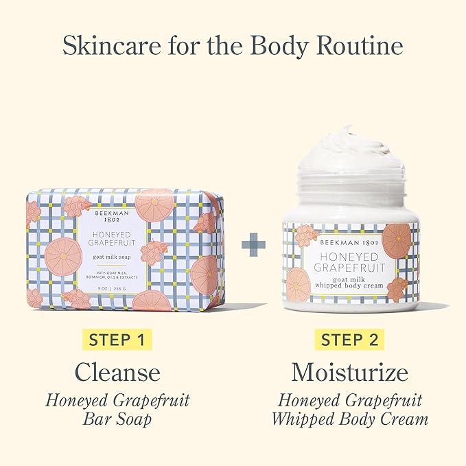 Beekman 1802 Whipped Body Cream, Honeyed Grapefruit - Scented - 8 oz - Intensely Hydrating & Softens Skin - With Goat Milk - Good for Sensitive Skin - Cruelty Free-GlimoraGlow