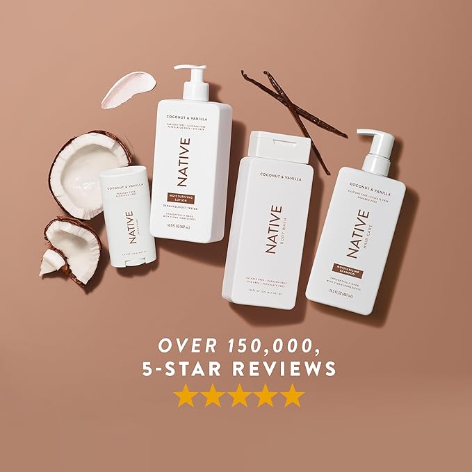 Native Body Lotion Contains Naturally Derived Plant-Based Moisturizers for Women and Men | Restores Dry Skin, Coconut & Vanilla, 16.5 fl oz-GlimoraGlow