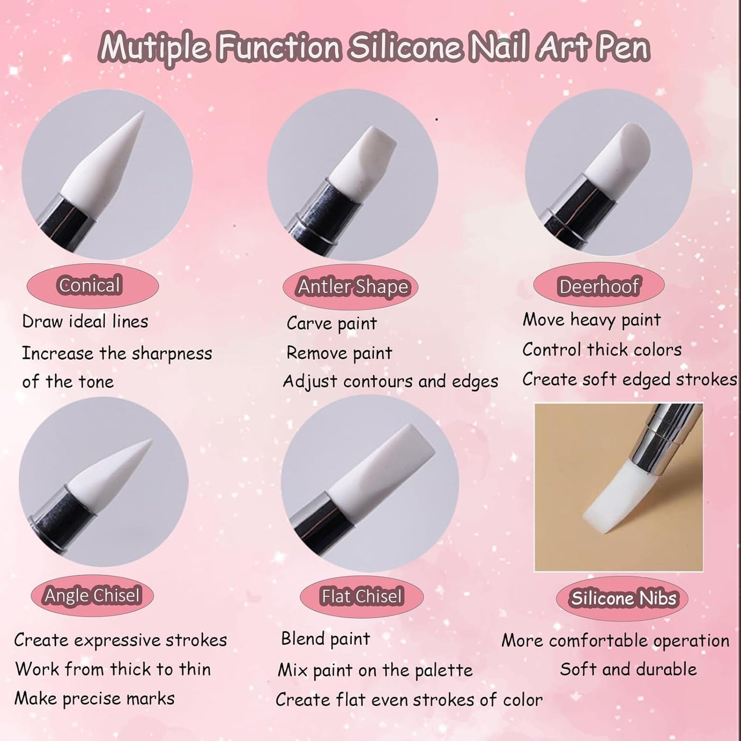 11Pcs Nail Art Brush Set, Dual Tipped Silicone Nail Tools, Nail Art Sculpture Pen, Crystal Handle Liner Brushes, Acrylic & Gel Nail Brush, Dotting Pens for Home and Professional Nail Salon-GlimoraGlow