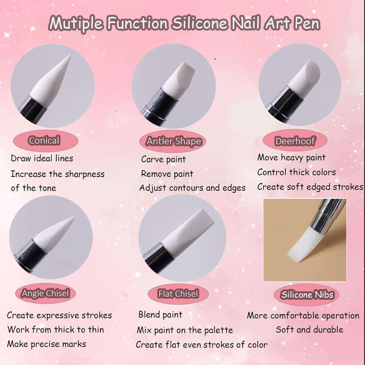 11Pcs Nail Art Brush Set, Dual Tipped Silicone Nail Tools, Nail Art Sculpture Pen, Crystal Handle Liner Brushes, Acrylic & Gel Nail Brush, Dotting Pens for Home and Professional Nail Salon-GlimoraGlow