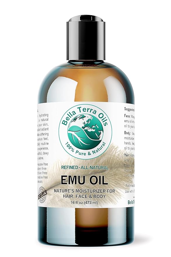 Emu Oil 16 oz 100% Pure Fully Refined Organic Undiluted - Bella Terra Oils-GlimoraGlow