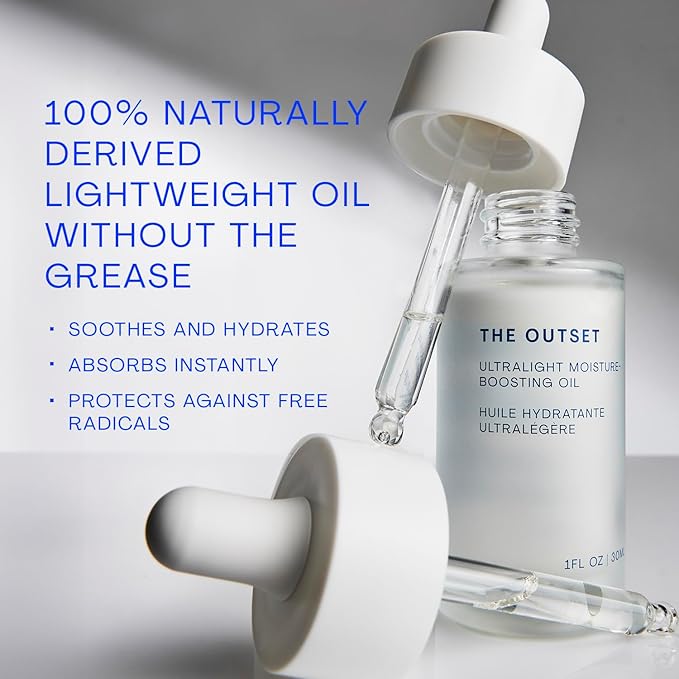The Outset Ultralight Moisture Boosting Face Oil - Fragrance Free with Squalane - Non-clogging, Fast-Absorbing - Clean, Vegan, Gluten Free - All Skin Types, Sensitive Skin - 1 fl oz-GlimoraGlow