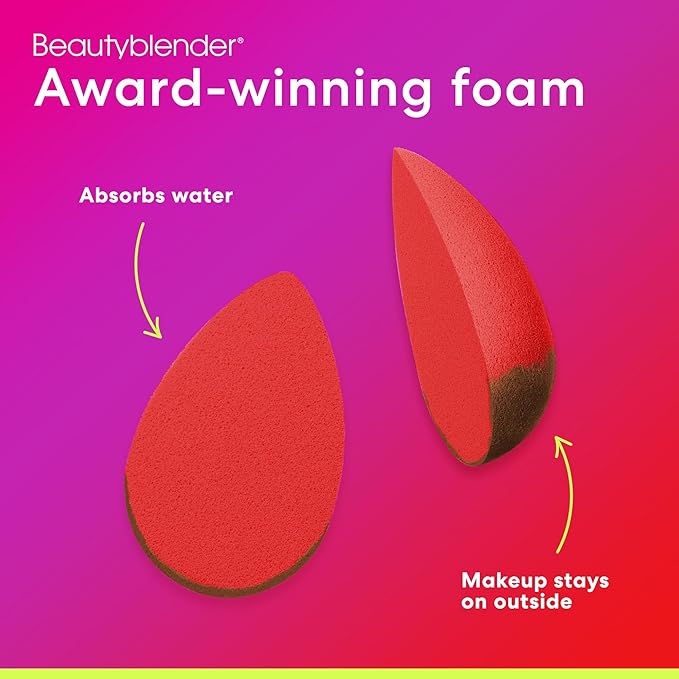 Beautyblender® | Ruby Beauty Blender Makeup Sponge, Super-Soft Foam Easily Blends Foundations, Powders & Creams, Made in USA, Reusable, Washable, Streak Free Application, Vegan, Cruelty Free-GlimoraGlow