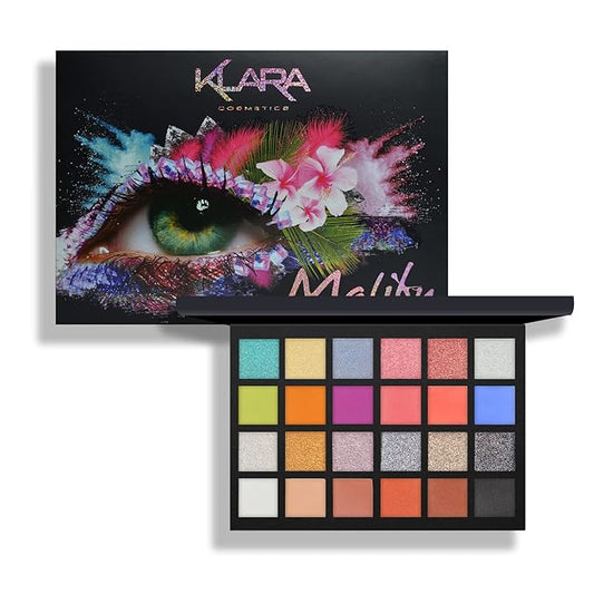 24 Shades Eyeshadow Palette - Festive Luxury Vibrant Bold Full-Color Pigment Long Lasting Matte Shimmer Eye shadow Palette (Malibu)-GlimoraGlow