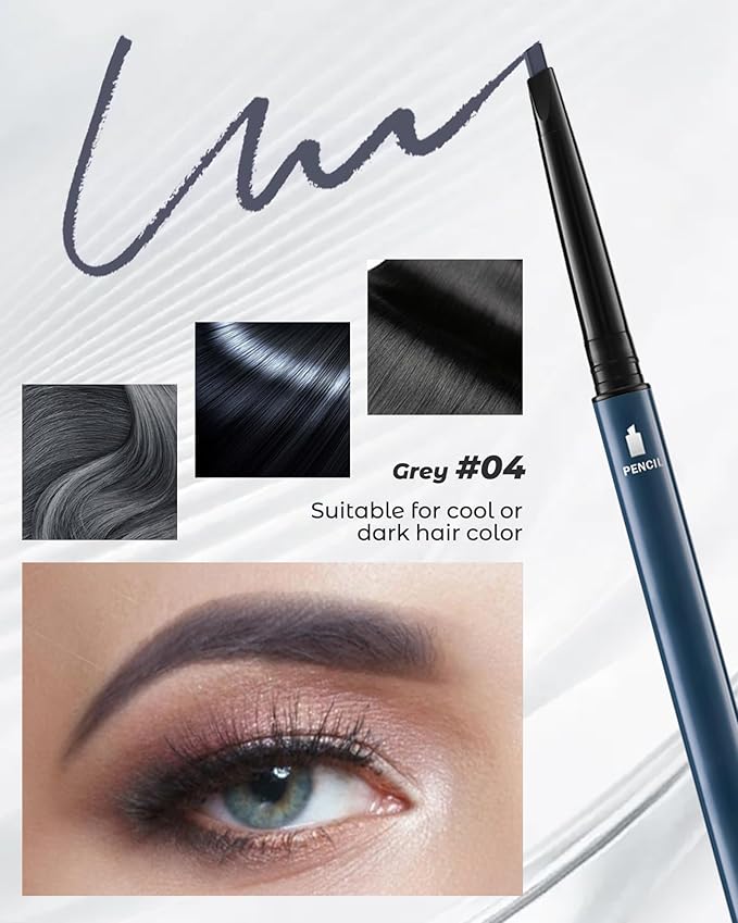 12Pcs Microblading Eyebrow Pencils Grey Waterproof Eye Brow Pencil w/Eye Brow Razor & Scissors Kit 0.5mm Ultra-Fine Tip Creates Hair-Like Strokes for Women Effortless Natural Brows-GlimoraGlow