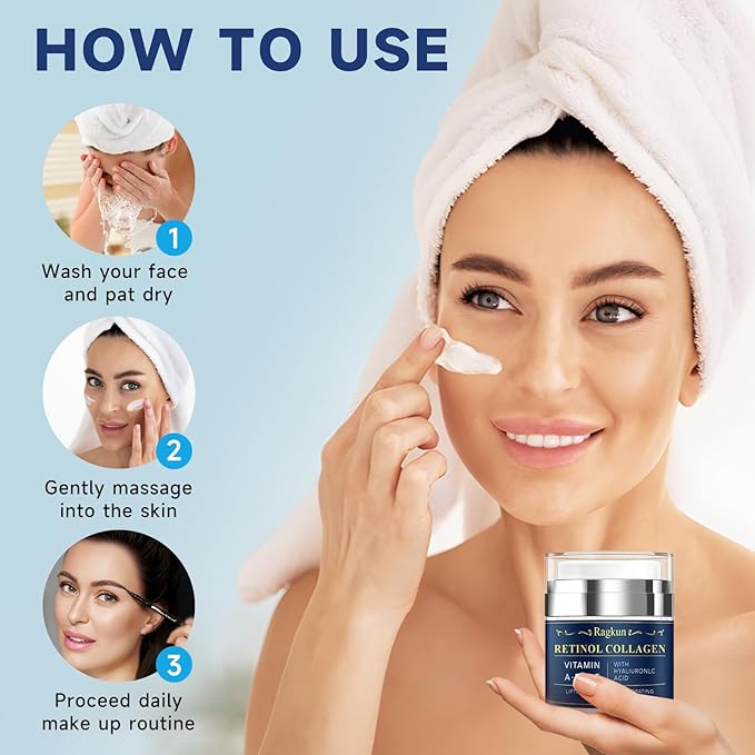 Retinol Cream for Face, Collagen Neck Creams for Tightening and Firming, Anti Aging Day & Night Facial Moisturizer for Women & Men, Instant Face Lift Wrinkle Cream 2-Pack-GlimoraGlow