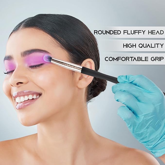 Profusion Cosmetics Small Pointed Precision Synthetic Eyeshadow Brush Pigments and Glitter Eye Concealer Tapered Bristles for Blended Crease and Eyeliner Smudger Quality Brush-GlimoraGlow