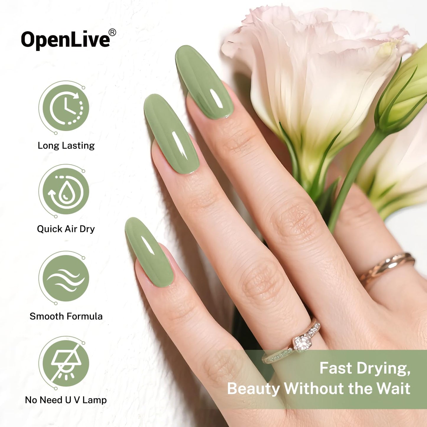 16.5ml Sage Green Nail Polish Large Volume Quick Drying Nail Polish, Fast Drying and Long Lasting Color Nail Art DIY Home Manicure Gift for Women-GlimoraGlow