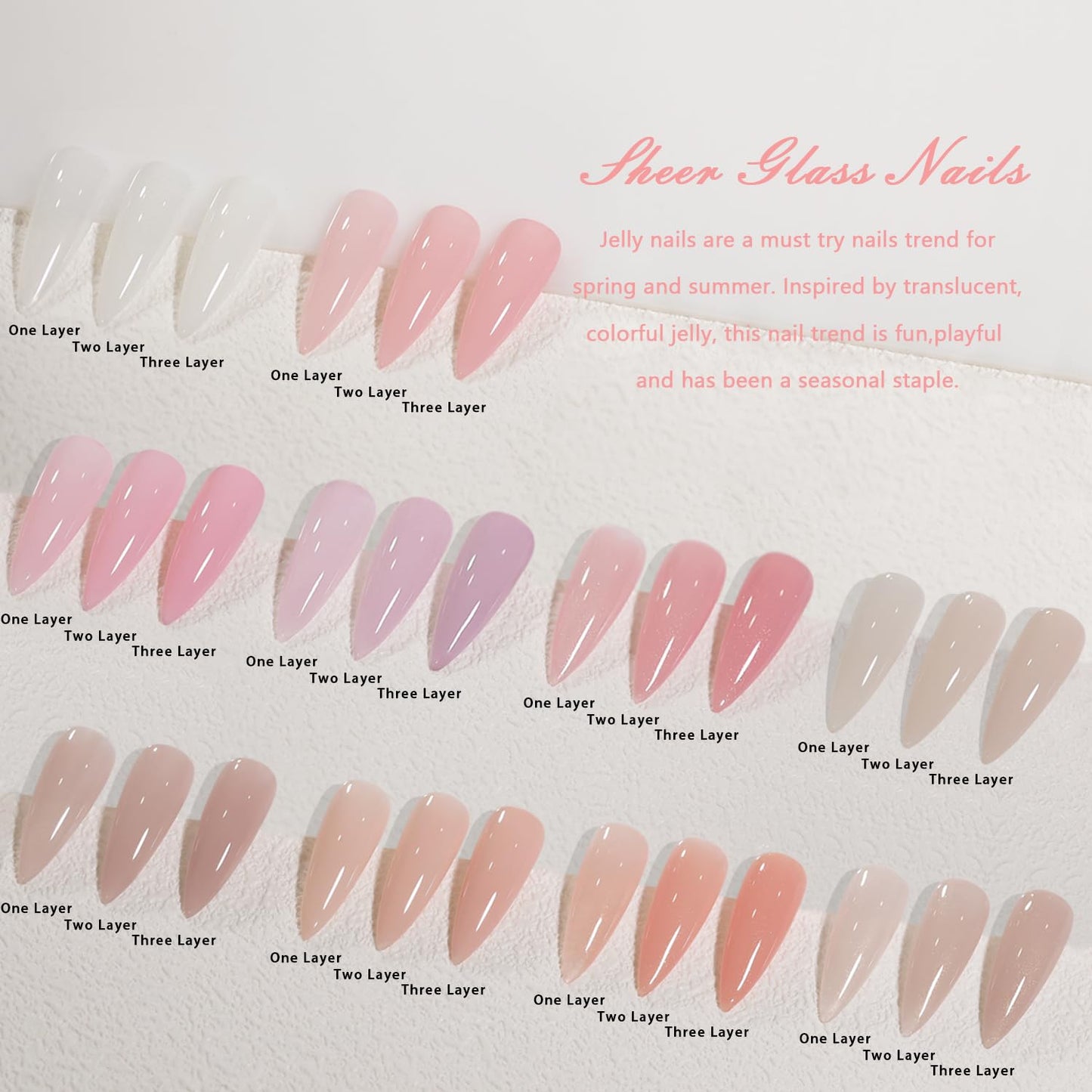 Jelly Pink Gel Nail Polish Set of 10 Colors Including Pink Purple Milky White Nude Gel Polish Kit UV LED Soak Off Nail Polish Home DIY Manicure Nail Salon Varnish-GlimoraGlow