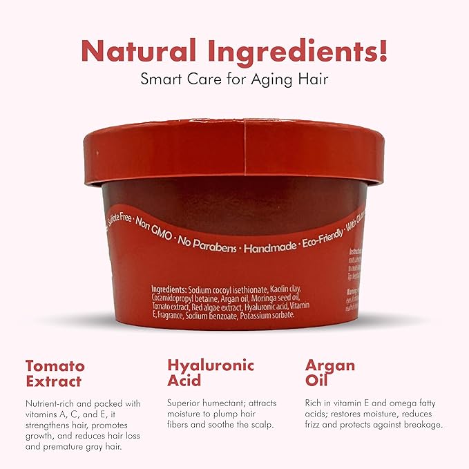 Hyaluronic Acid Shampoo Bar With Tomato & Red Algae Extract – For stronger, restored, and age-defying hair – For Women & Men – Natural & Free of Parabens & Sulfates – Made in USA – 4.5oz (Pack of 2)-GlimoraGlow