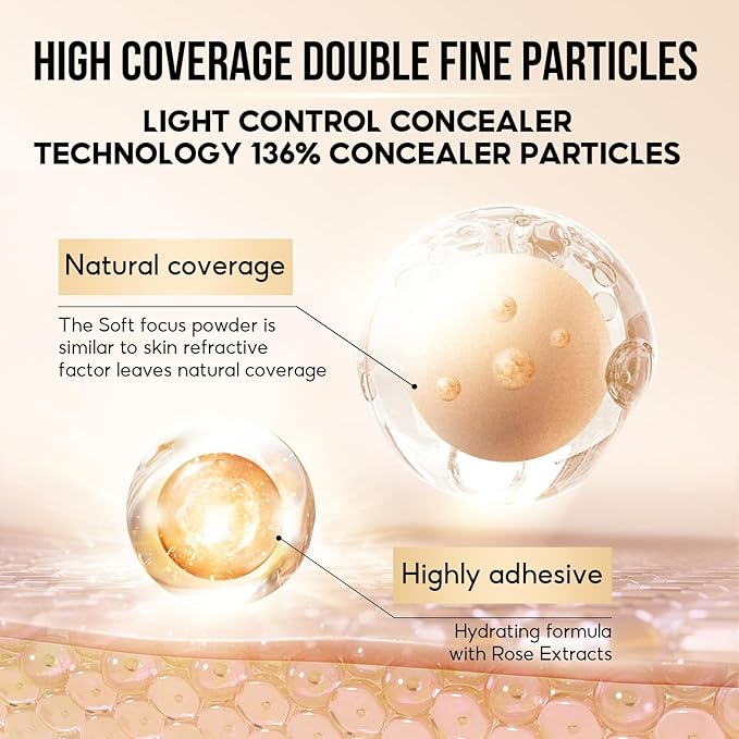 Hydrating Concealer - Full Coverage Matte Finish, 16H Long Lasting Corrects Dark Circles, Redness, Blemishes, 01 Ivory-GlimoraGlow