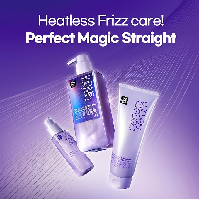 Mise En Scene Magic Straight Perfect Serum - Anti Frizz Hair Straightening Serum with heat protectant for straightener, hair tamer oil, Coconut Oil for Smooth, Silky, and Shiny Hair, 2.71 Fl Oz-GlimoraGlow