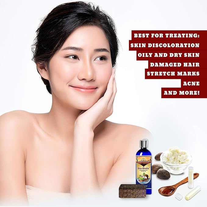 Organic, Anti-Bacterial OSE DUDU LIQUID BLACK SOAP GEL 1 LB (16 oz) Acne Eczema Dry Skin Psoriasis Scar Removal Face and Body Wash Skin Care (GHANA)-GlimoraGlow