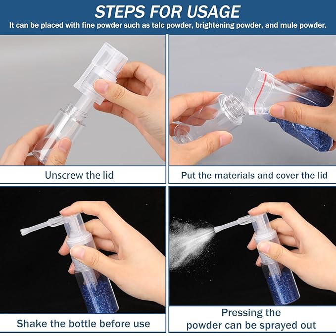 2 Pcs Empty Powder Spray Bottle, Cake Glitter Spray Bottle, Makeup Powder Spray Bottle, Barber Spray Bottle, Dry Powder Spray Bottle for Makeup Powder, Dusting, Glitter, Dry Cleaning Powder, Crafts-GlimoraGlow