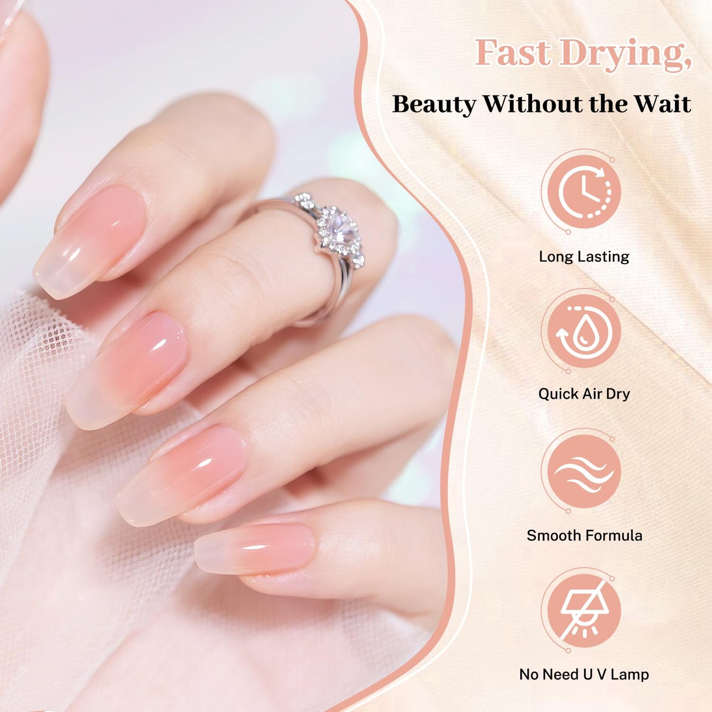 16.5ml Jelly Nude Pink Nail Polish Large Volume Quick Dry Nail Polish, Long Lasting Shine, Fingernail Toenail Nail Art DIY Home Travel Nail Art Gift-GlimoraGlow