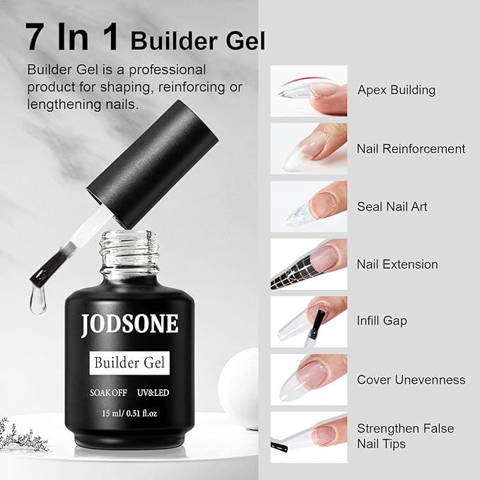 JODSONE 15ML Base Coat Top Coat and Builder Gel 3 PCS Gel Polish for Salon and Home Use-GlimoraGlow