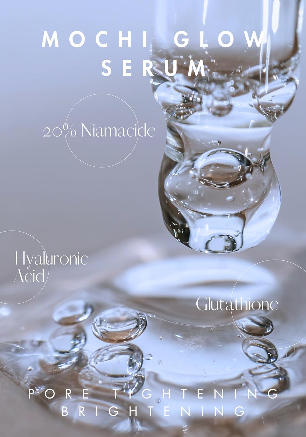 NOTHING FITS BUT Mochi Glow 20% Niacinamide Serum for Face, Pore Tightening & Brightening Skin Serum with Hyaluronic Acid & Glutathione for Dark Spots & Fine Lines, Korean Skincare (50ml/1.7fl.oz.)-GlimoraGlow