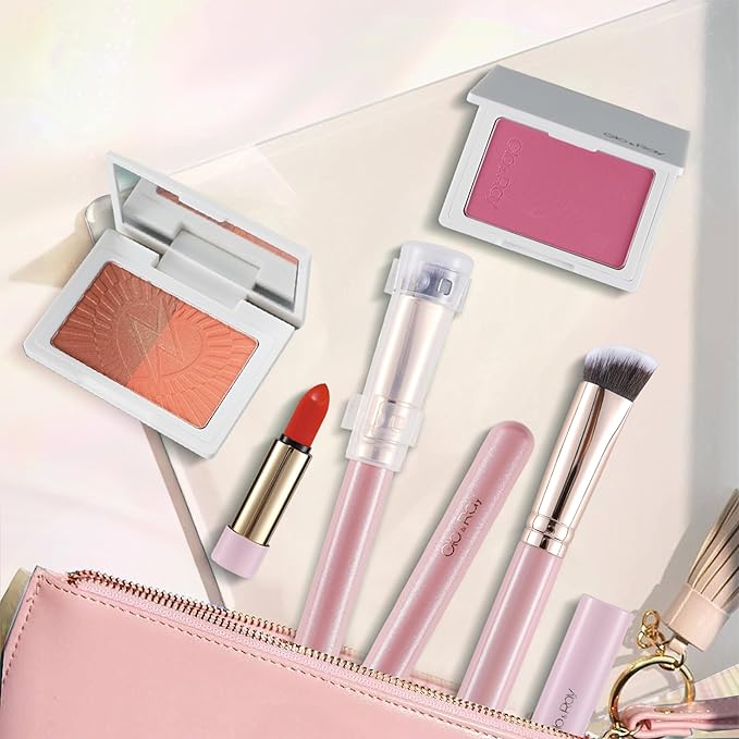 GLO&RAY Angled Concealer Brush with Cap – Flat Top Synthetic Makeup Brush for Under Eye, Spot Coverage, Travel Size Concealer Blending Tool for Liquid & Cream Application (Pink)-GlimoraGlow