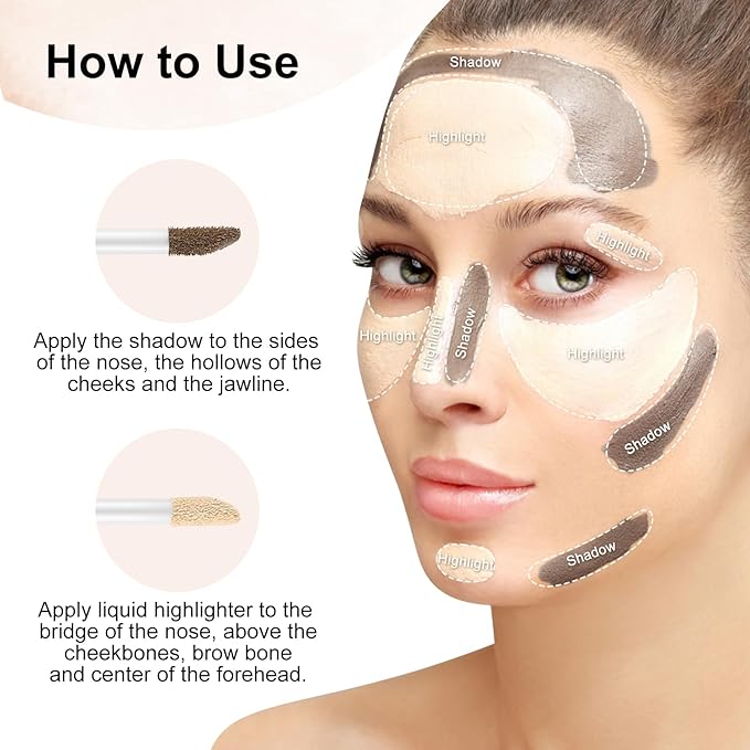 2 in 1 Bronzer and Highlighter Stick,Non-greasy & Non-drying Contour Pencil,Easy to Create a Natural Shimmery Finishing,Long Lasting & Waterproof Face Brighten Make up Pen-GlimoraGlow