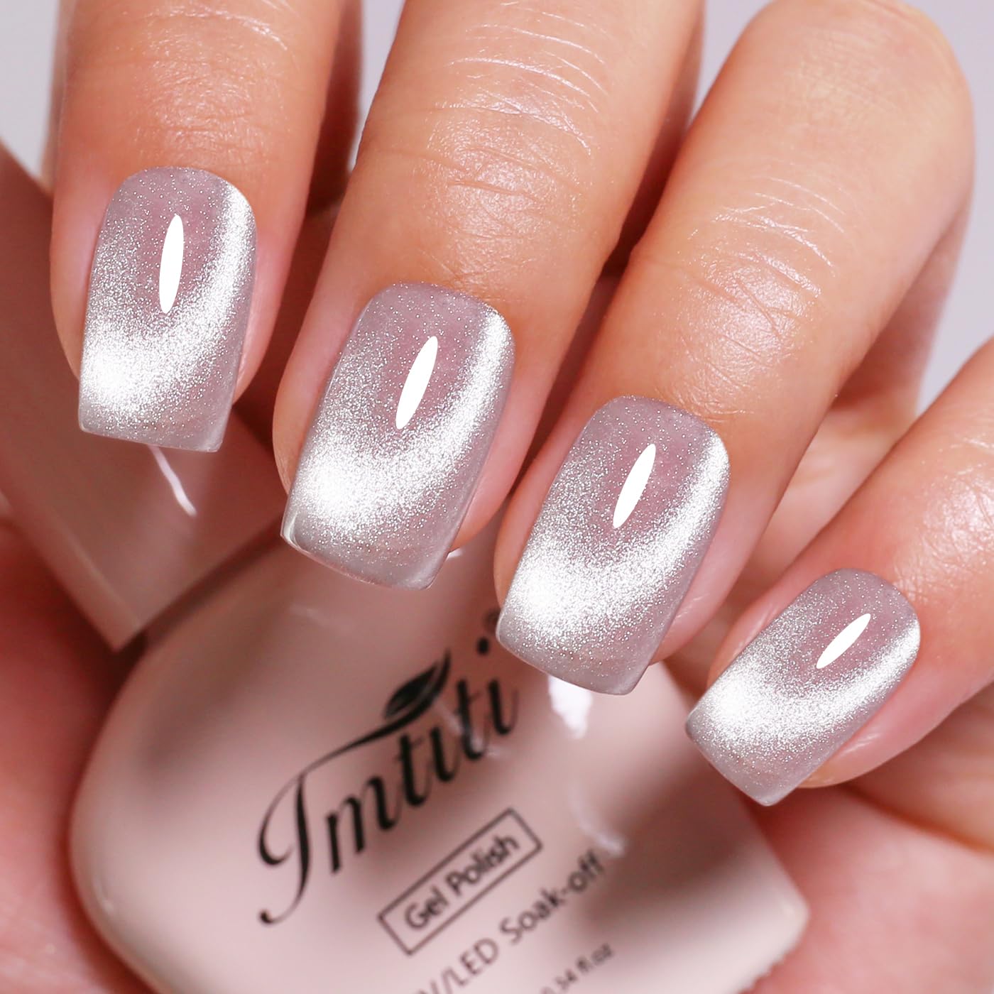 Imtiti Cat Eye Gel Nail Polish, Sliver Holographic Magnetic Crystal Nail Gel Polish With Magnet Glittery Galaxy Spring Summer Kit Soak Off UV Led 10ML-GlimoraGlow