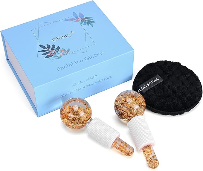 Ice Cryo Sticks Facial Globe with Golded Essence- 2PC Cooling Globes for Cold or Hot Skin Massagers, Face Globe for Skin Care Routine-GlimoraGlow