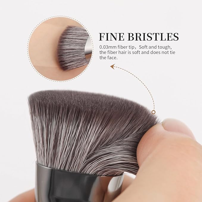 DUcare Foundation Brush Contour Bronzer Self Tanner Makeup Brushes for Liquid Makeup Flat Top Professional Buffing Blending Mineral Powder Face Brush, Black-GlimoraGlow