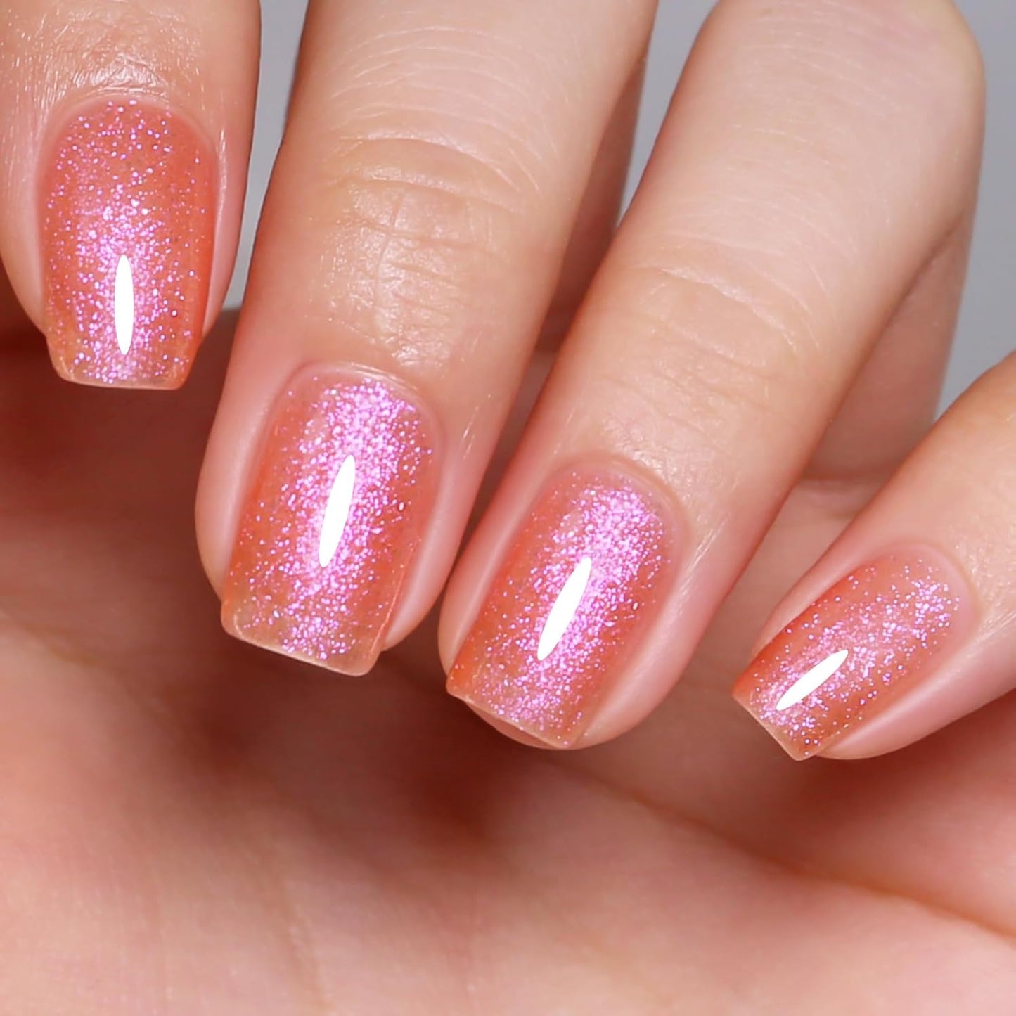 Imtiti Glitter Gel Nail Polish, Coral Iridescent Glitter Gel Polish Diamond Shimmer Sparkle Soak Off UV LED Nail Gel Polish spring summer Manicure 10ML-GlimoraGlow