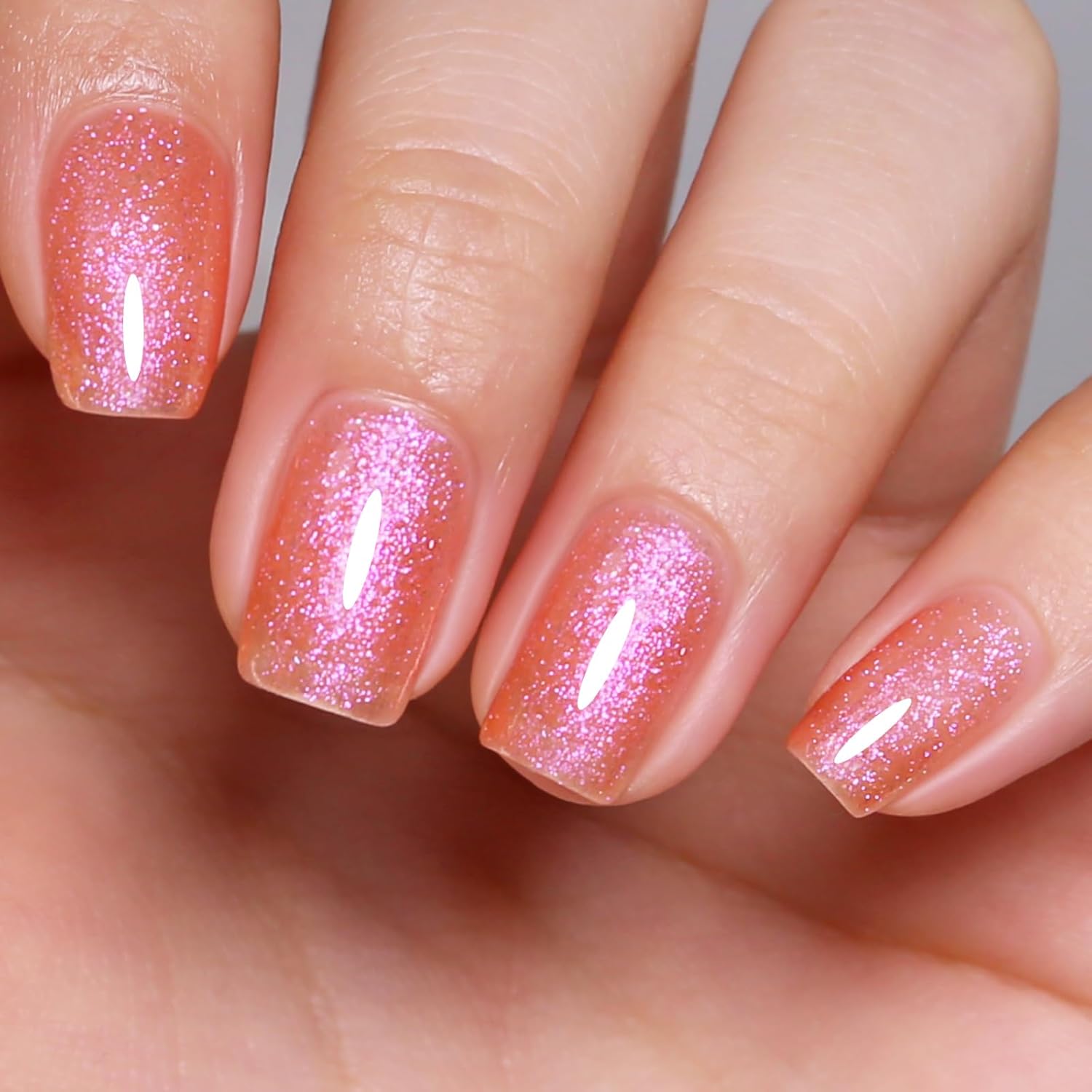 Imtiti Glitter Gel Nail Polish, Coral Iridescent Glitter Gel Polish Diamond Shimmer Sparkle Soak Off UV LED Nail Gel Polish spring summer Manicure 10ML-GlimoraGlow