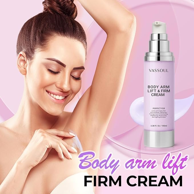 VASSOUL Lift and Firm Arm Cream : Skin Tightening Cream for Body - Firms Loose Skin, Reduces Cellulite on Arms, Thighs & Butt – 100ML-GlimoraGlow