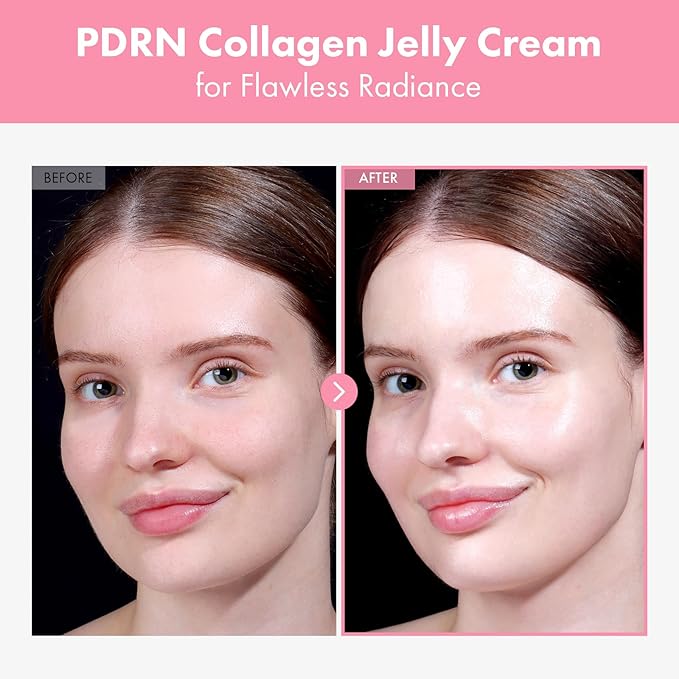 PDRN Collagen Jelly Cream, 5,000ppm Salmon DNA PDRN, Niacinamide, Hydrolyzed Collagen, Glow, Hydrating, Firming, Uneven Skin Tone, No artificial color, Korean Skin Care, 50ml, 1.69 fl.oz.-GlimoraGlow