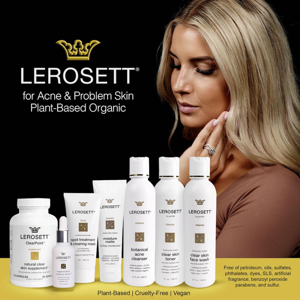 LEROSETT Serum for Acne Scarring Healing, Pimples, Redness, Breakouts, Blemishes, Hydrate & Soothes Irritated Skin, Natural Serum. Spa-Grade, Plant Based, Concentrated - 4 oz-GlimoraGlow
