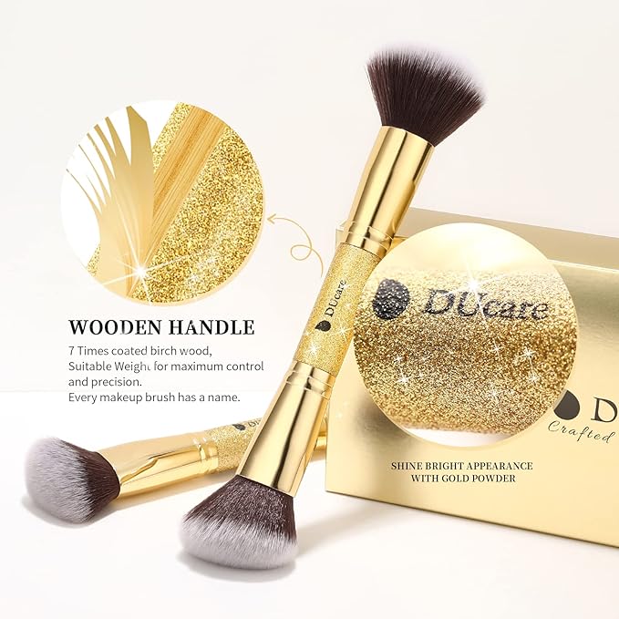 DUcare Makeup Brushes Duo End Foundation Powder Buffer and Contour Brush Synthetic Cosmetic Tools 2Pcs-GlimoraGlow