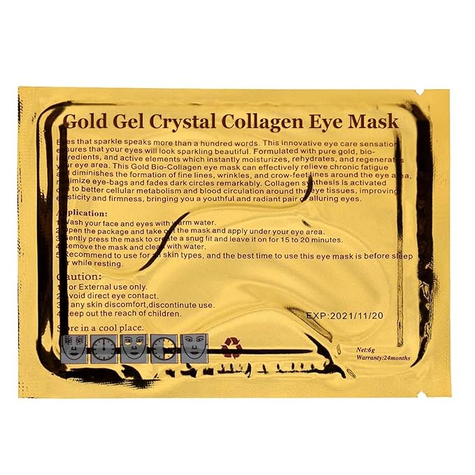 Jakuva 29PCS Gold Gel Crystal Collagen Eye Mask Under Eye Patches For Puffy Eyes and Dark Circles, Hydrating & Anti Aging,24k Gold Eye Mask Eye Patches for Moisturizing-GlimoraGlow