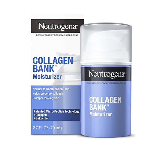 Neutrogena Collagen Bank Face Moisturizer, Larger Size Anti-Aging Face & Neck Collagen Cream, Bakuchiol, Face Lotion Supports Skin’s Natural Collagen for Visibly Plump Skin, 2.7 fl. oz-GlimoraGlow
