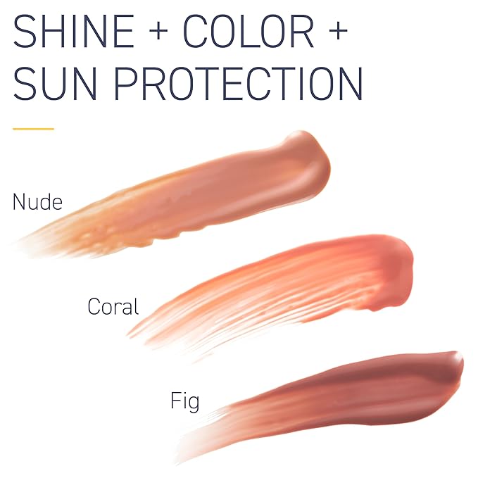 Brush On Block Sun Shine Protective Lip Oil 3 Color Variety Pack, Broad Protection Hydrating SPF 30 Mineral Sunscreen, Nude Tint, Coral, and Fig-GlimoraGlow