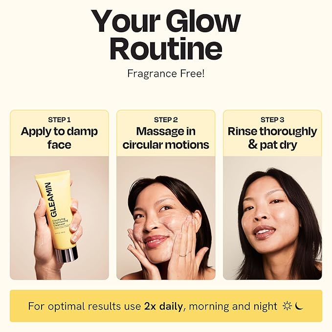 Gleamin Vitamin C Face Wash & Facial Cleanser - Cream to Foam 2% Salicylic Acid Cleanser with Paw Paw & Turmeric - Gentle Exfoliating Facewash for Women & Men, Oily & Combination Skin, 3.4 fl oz-GlimoraGlow