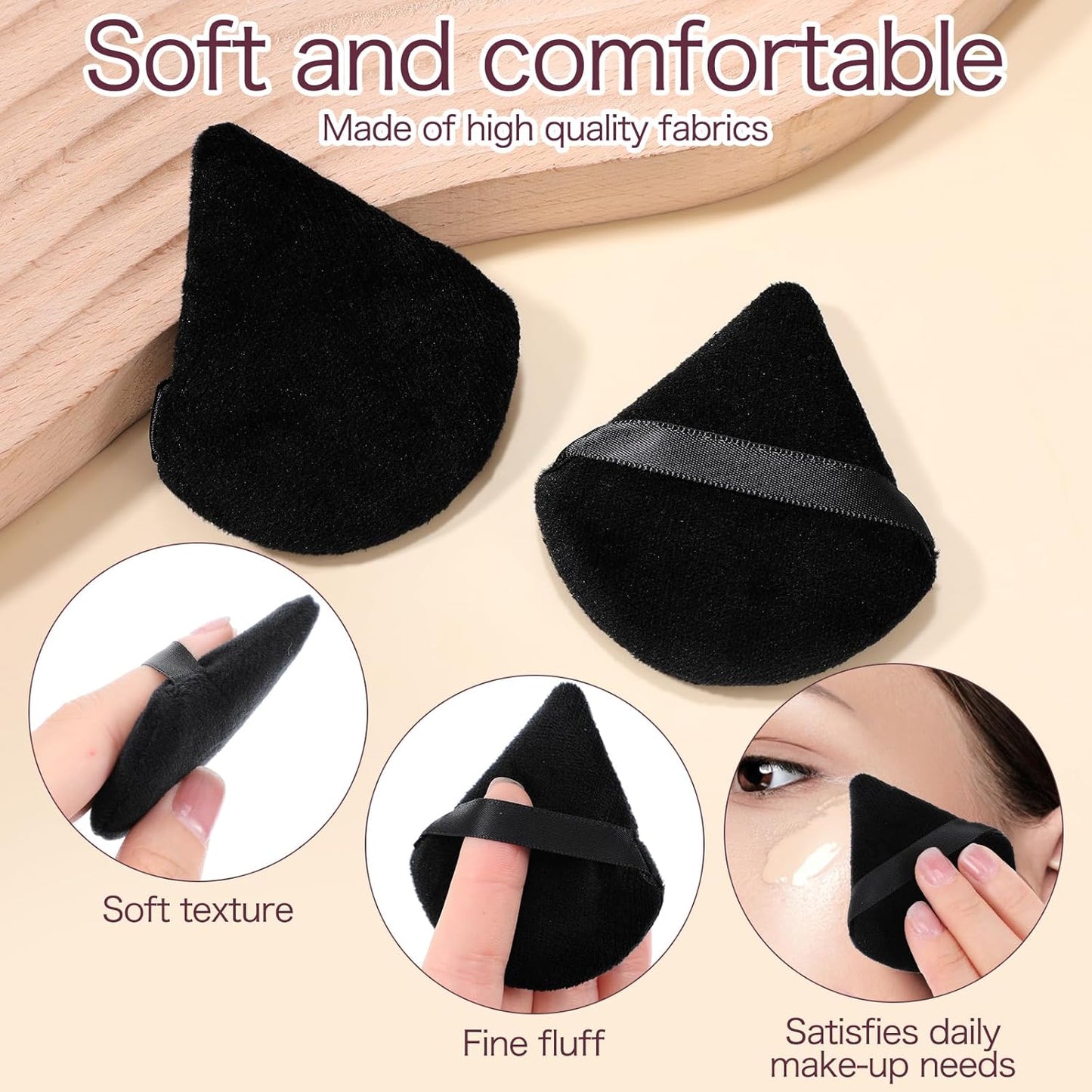 150Pcs Powder Puff Soft Makeup Puff for Loose Velour Triangle Powder Sponges for Setting Face Cosmetic Wet Dry Foundation Makeup Tools (Black)-GlimoraGlow