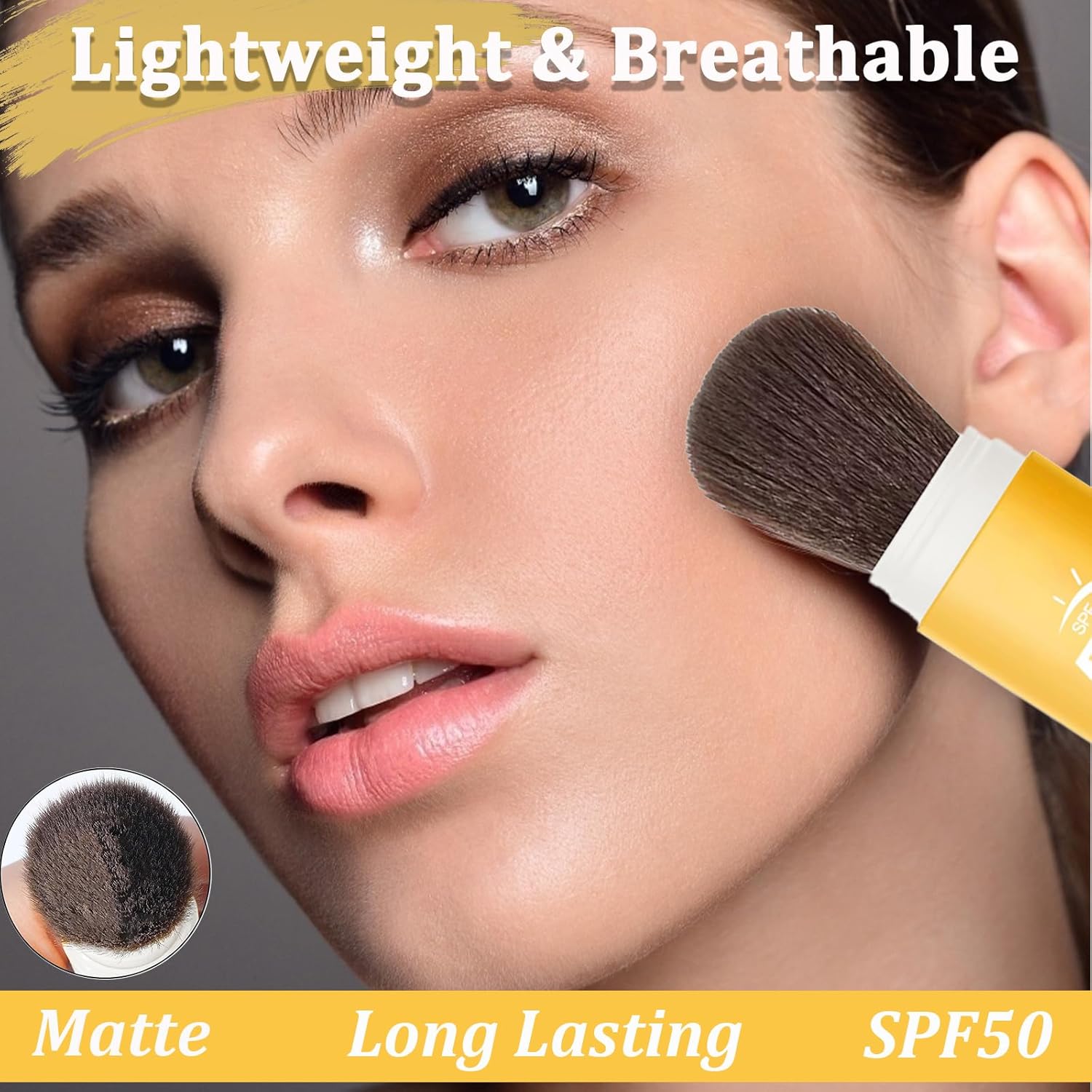 Mineral Sunscreen Setting Powder SPF 50, Sunscreen Powder for Face & Scalp, TranslucentSunscreenPowder with Brush, Oil Control Natural Matte Finish LoosePowder, Lasting Lightweight Breathable-GlimoraGlow