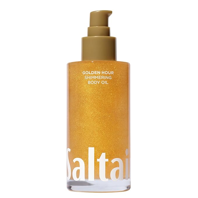 Saltair Shimmering Body Oil - Golden Hour Scented Dry Oil Moisturizer with Light-Reflecting Pearl Pigments. Moisturizing Glow for All Skin Types - 4 Fl Oz-GlimoraGlow