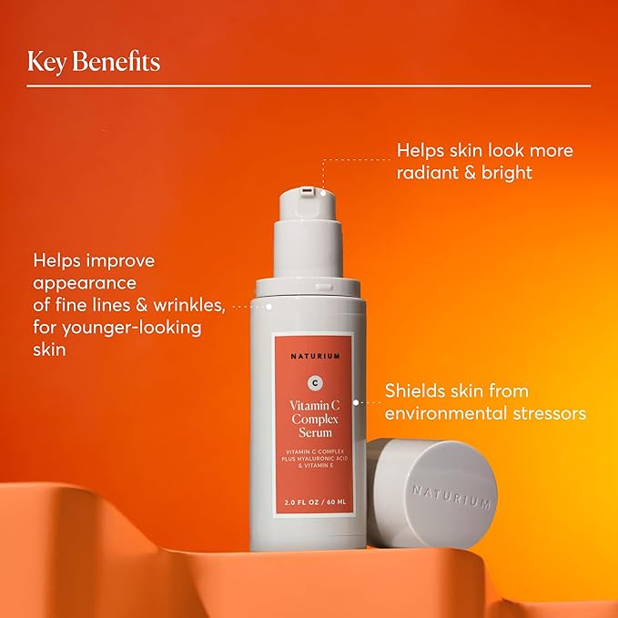 Naturium Vitamin C Complex Face Serum Jumbo, Anti-Aging Facial Treatment with Hyaluronic Acid & Vitamin E, 2 oz-GlimoraGlow