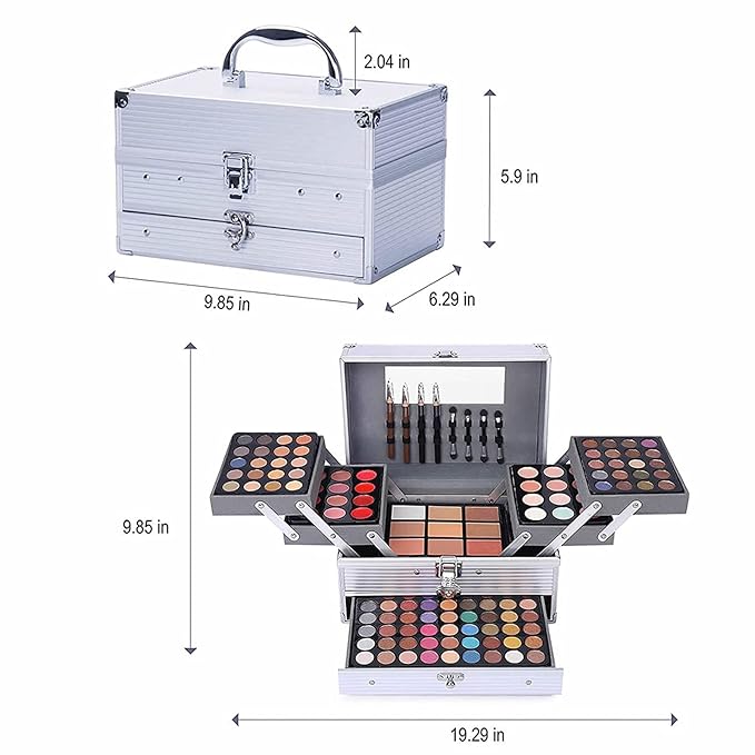 132 Color All- In- One Makeup For Women Full Kit,Professional Makeup Kit,Makeup Gift Set for Women,Girls&Teens,Include eyeshadow/lipstick/concealer/Lip Gloss/Eyeliner/Mascara（006N2-Silver）-GlimoraGlow