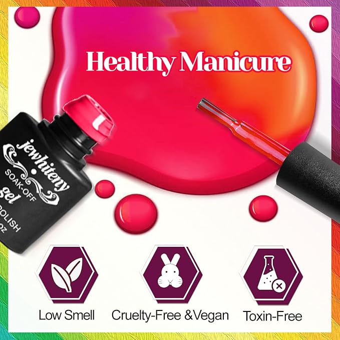 JEWHITENY 45 PCS Gel Nail Kit with 42 Colors Nail Polish Set Green Blue Red Pink Collection Gifts for Women-GlimoraGlow