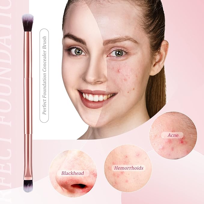 6 Pcs Eyeshadow Smudge Brush 2-in-1 Eyeshadow 2 Double Ended Make Up Brush Concealer Cosmetics Under Eye Small Soft Firm Pointed Foundation Makeup Applicator for Blending Eye Shadow Liner-GlimoraGlow