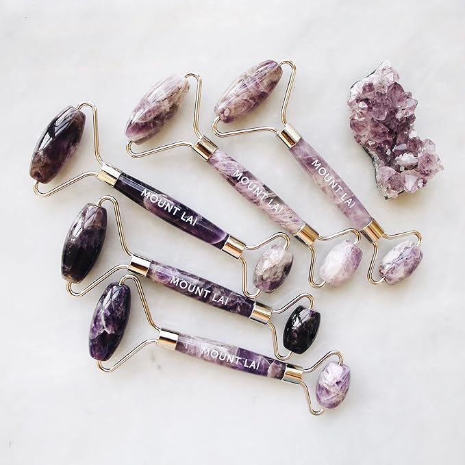 Mount Lai De-Puffing Amethyst Face Roller – The Stone of Tranquility, Facial Massager to Soothe, Calm & De-Puff Sensitive Skin, A Self-Care Ritual for Radiance-GlimoraGlow