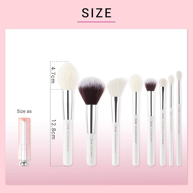 Jessup Brand 25pcs Professional Makeup Brush Set Beauty Cosmetic Foundation Powder Blusher Eyeshadow Blending Highlight Concealer Natural-Synthetic Hair Brushes Set (Pearl White/Silver)-GlimoraGlow