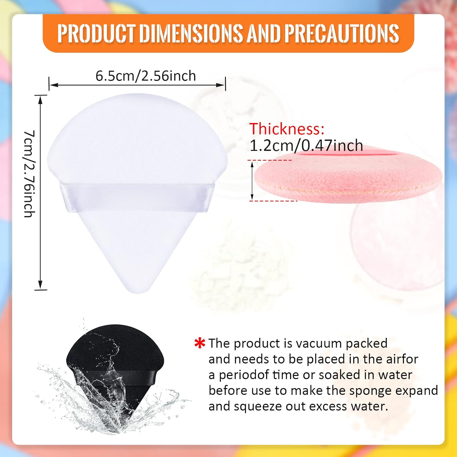 Meanplan 100 Pcs Powder Puff Face Soft Makeup Sponge Triangle Powder Puffs for Loose Velour Cosmetic Foundation Wet Dry Sponge Makeup Tools(Black, White, Pink)-GlimoraGlow